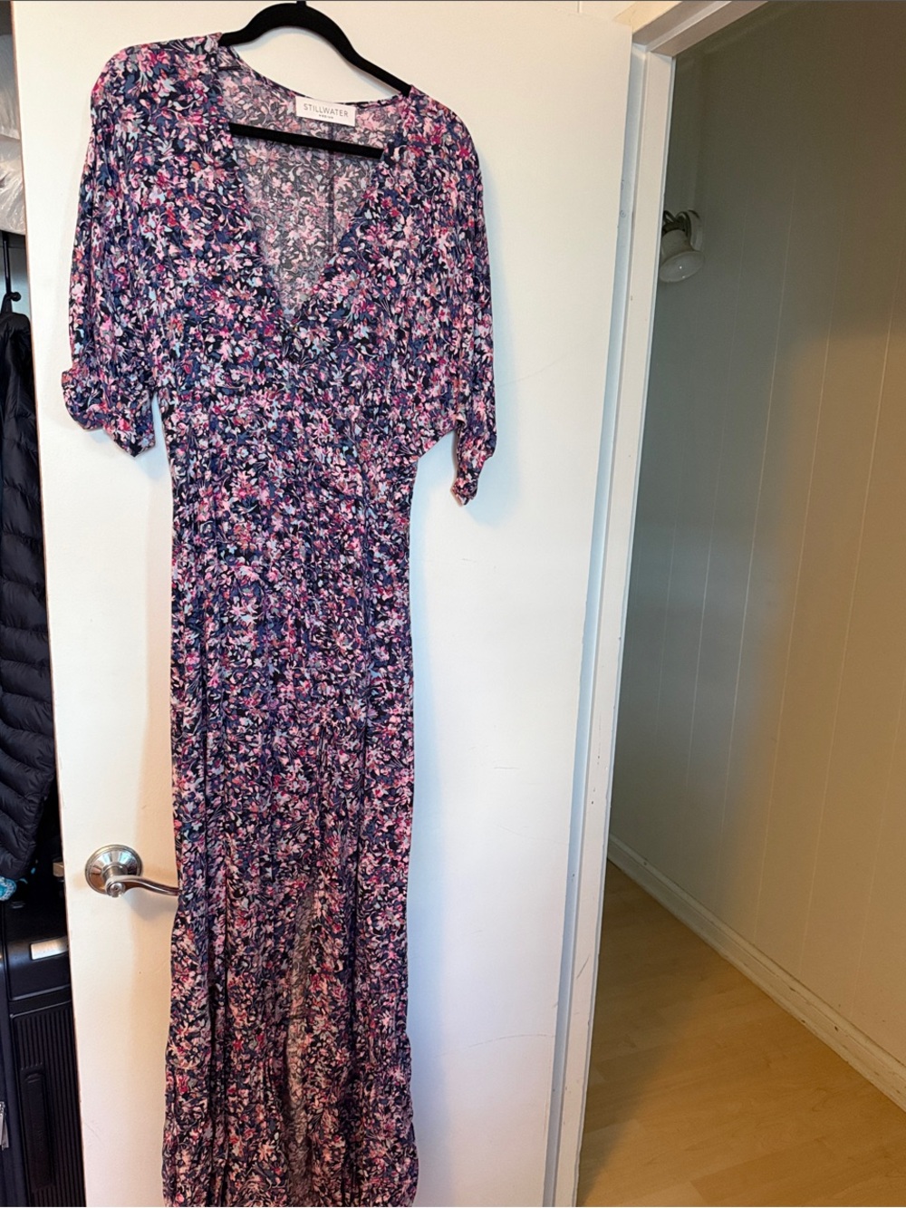 Stitch Fix Pink & Navy Floral Wrap Maxi Dress